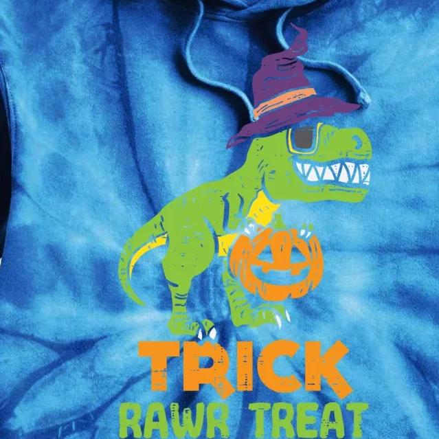 Trick Rawr Treat Dinosaur Dino Trex Halloween Cute Gift Tie Dye Hoodie