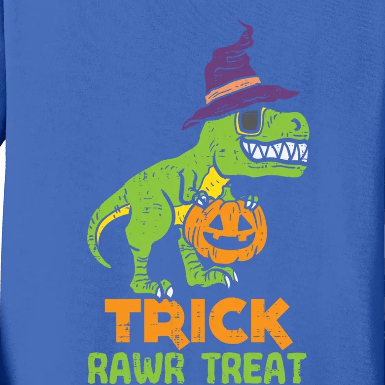 Trick Rawr Treat Dinosaur Dino Trex Halloween Cute Gift Kids Long Sleeve Shirt