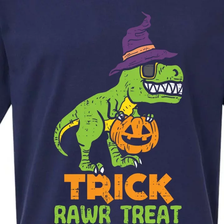 Trick Rawr Treat Dinosaur Dino Trex Halloween Cute Gift Sueded Cloud Jersey T-Shirt