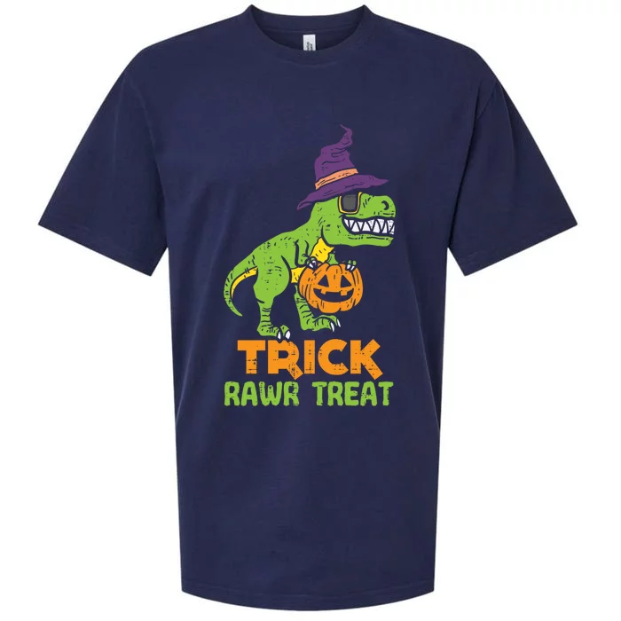 Trick Rawr Treat Dinosaur Dino Trex Halloween Cute Gift Sueded Cloud Jersey T-Shirt