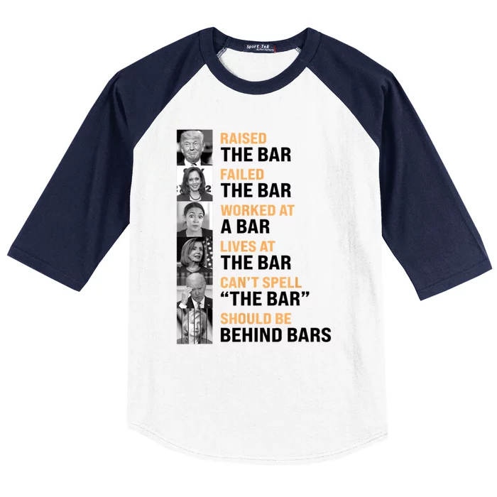 Trump Raised The Bar Biden Cant Spell The Bar Funny Republican Baseball Sleeve Shirt