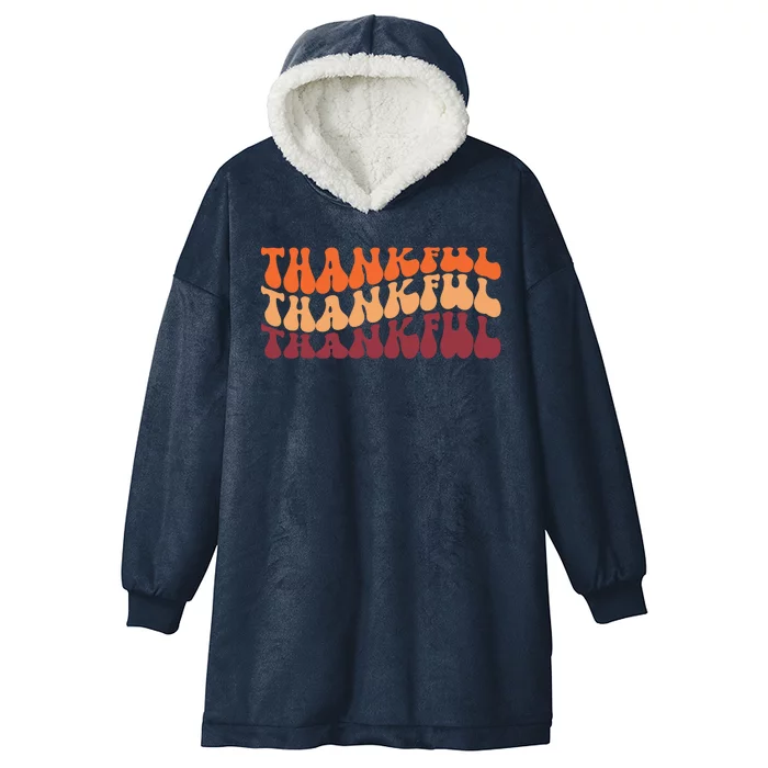 Thankful Retro Thanksgiving Hooded Wearable Blanket