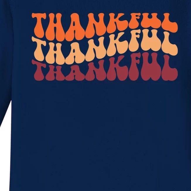 Thankful Retro Thanksgiving Baby Long Sleeve Bodysuit