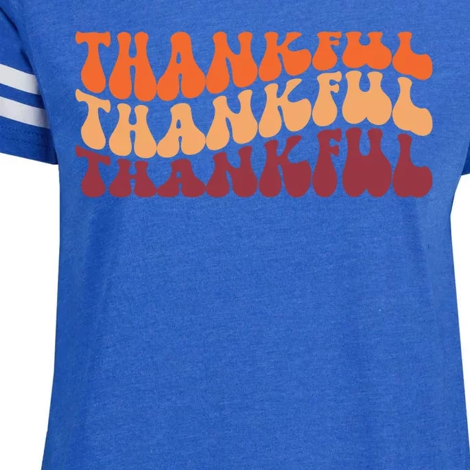 Thankful Retro Thanksgiving Enza Ladies Jersey Football T-Shirt