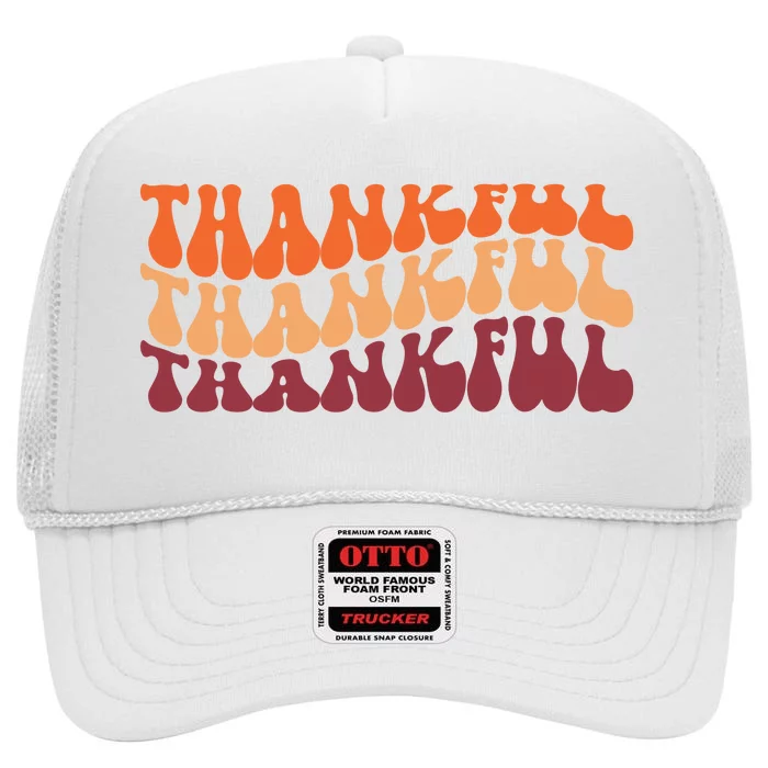 Thankful Retro Thanksgiving High Crown Mesh Trucker Hat