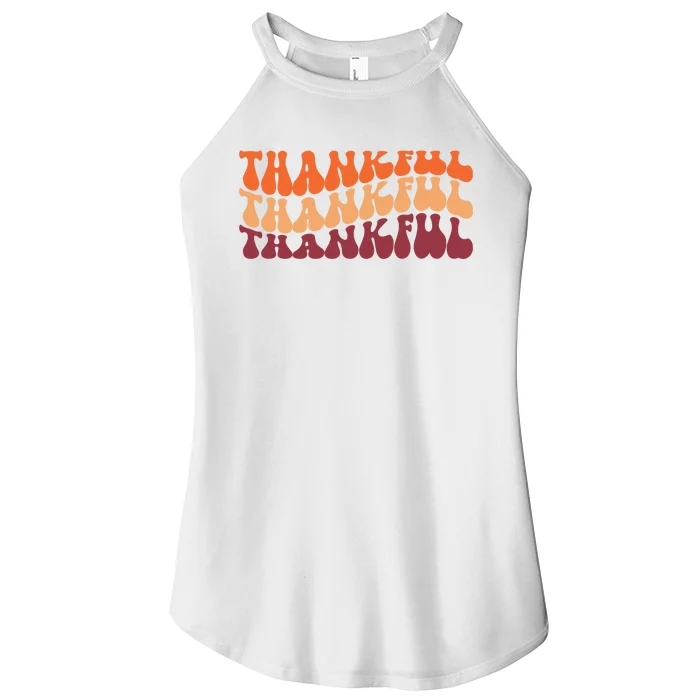 Thankful Retro Thanksgiving Women’s Perfect Tri Rocker Tank