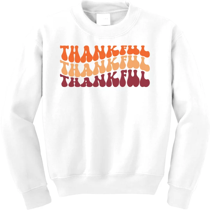 Thankful Retro Thanksgiving Kids Sweatshirt