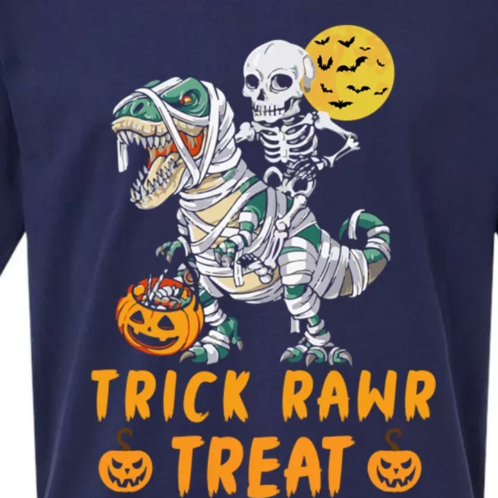 Trick Rawr Treat Dinosaur Trex Halloween Cool Gift Sueded Cloud Jersey T-Shirt