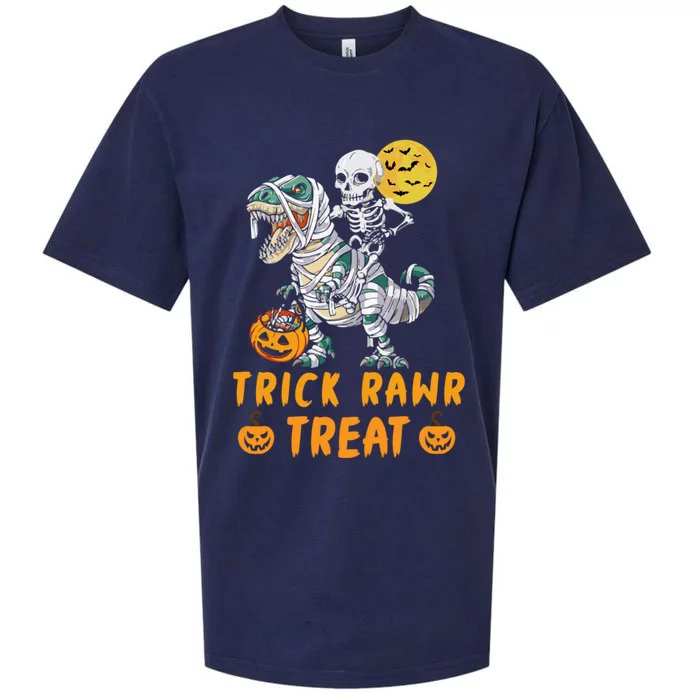 Trick Rawr Treat Dinosaur Trex Halloween Cool Gift Sueded Cloud Jersey T-Shirt