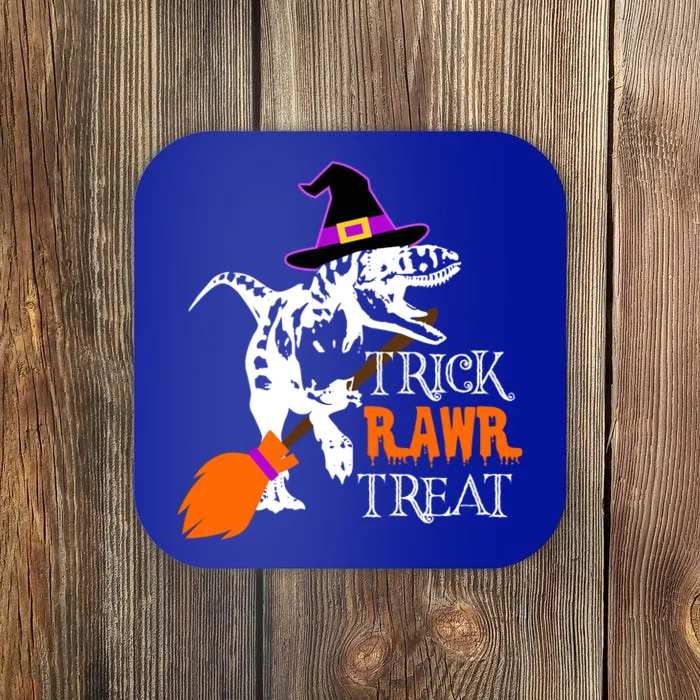 Trick Rawr Treat Funny Halloween Pun TRex Dinosaur Witch Gift Coaster