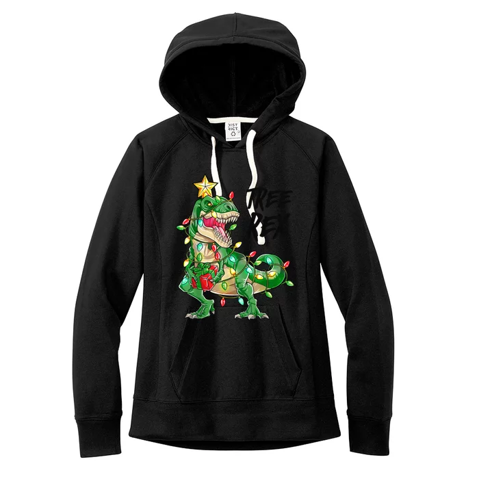 Tree Rex T Rex Dinosaur Christmas Tree Funny Xmas Gift Women's Fleece Hoodie