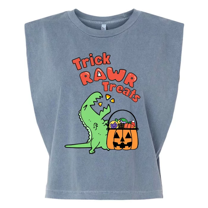 Trick Rawr Treat Dinosaur Trex Halloween Gift Garment-Dyed Women's Muscle Tee