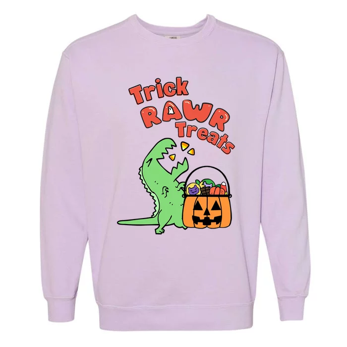 Trick Rawr Treat Dinosaur Trex Halloween Gift Garment-Dyed Sweatshirt