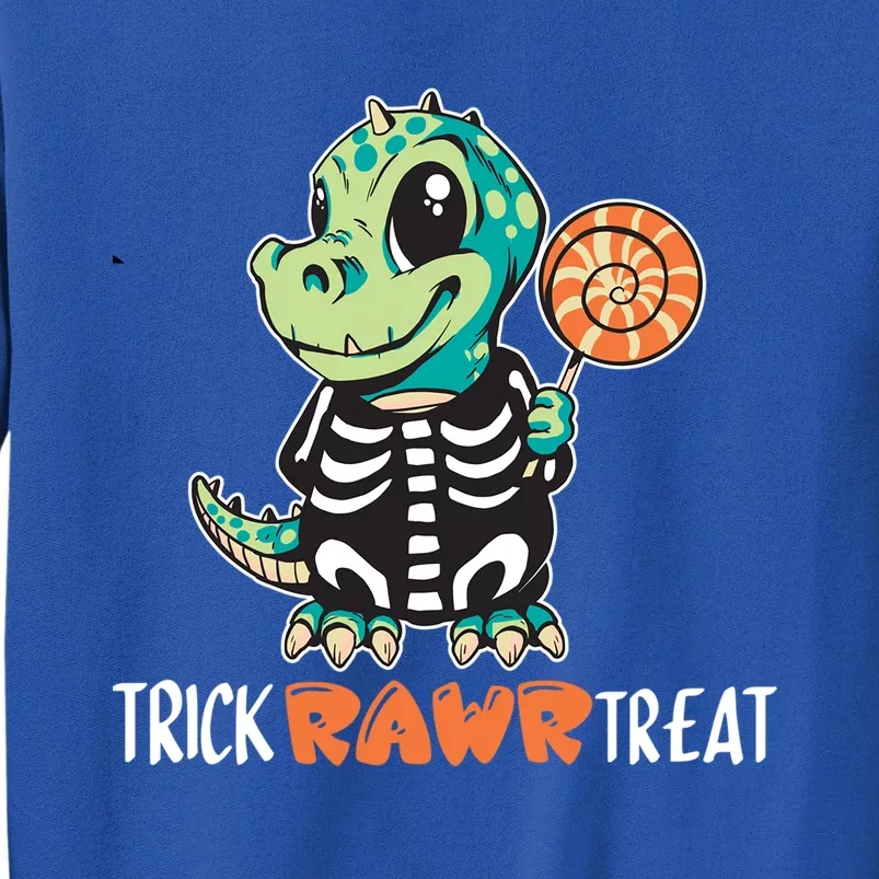 Trick Rawr Treat Funny Halloween Dinosaur Skeleton Trex Funny Gift Tall Sweatshirt