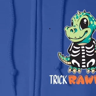 Trick Rawr Treat Funny Halloween Dinosaur Skeleton Trex Funny Gift Full Zip Hoodie