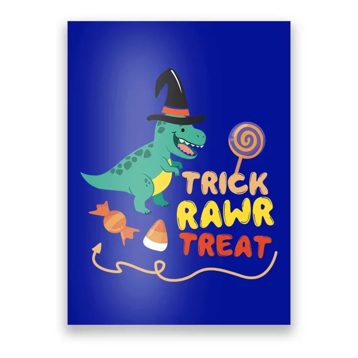 Trick Rawr Treat Halloween Dino TRex Pumpkin Horror Gift Poster