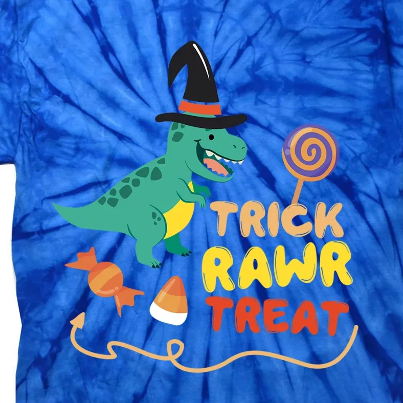 Trick Rawr Treat Halloween Dino TRex Pumpkin Horror Gift Tie-Dye T-Shirt