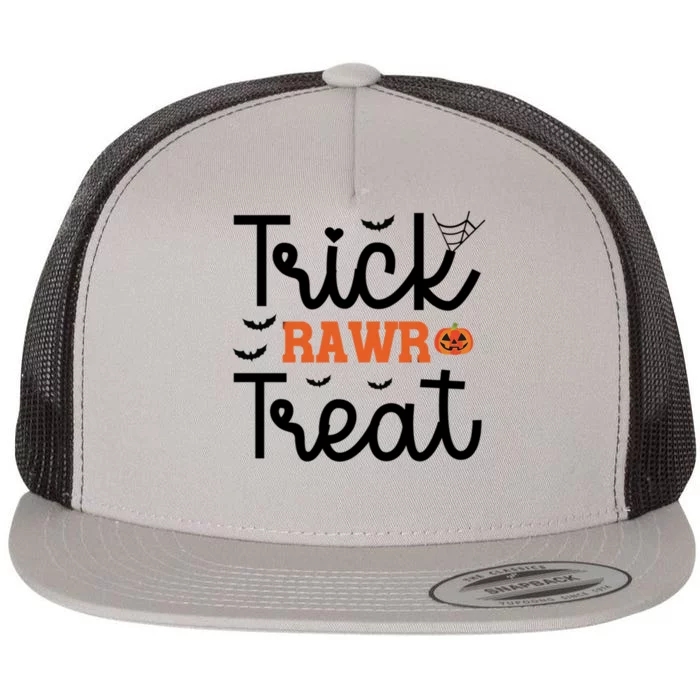 Trick Rawr Treat Halloween Gift Flat Bill Trucker Hat