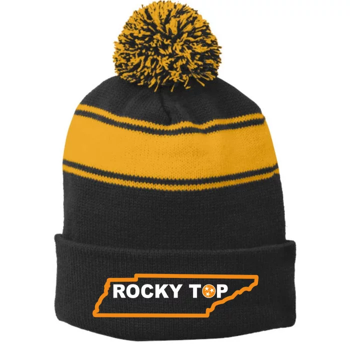 Tennessee Rocky Top TN Rocky Top Volunteer State Vintage Stripe Pom Pom Beanie