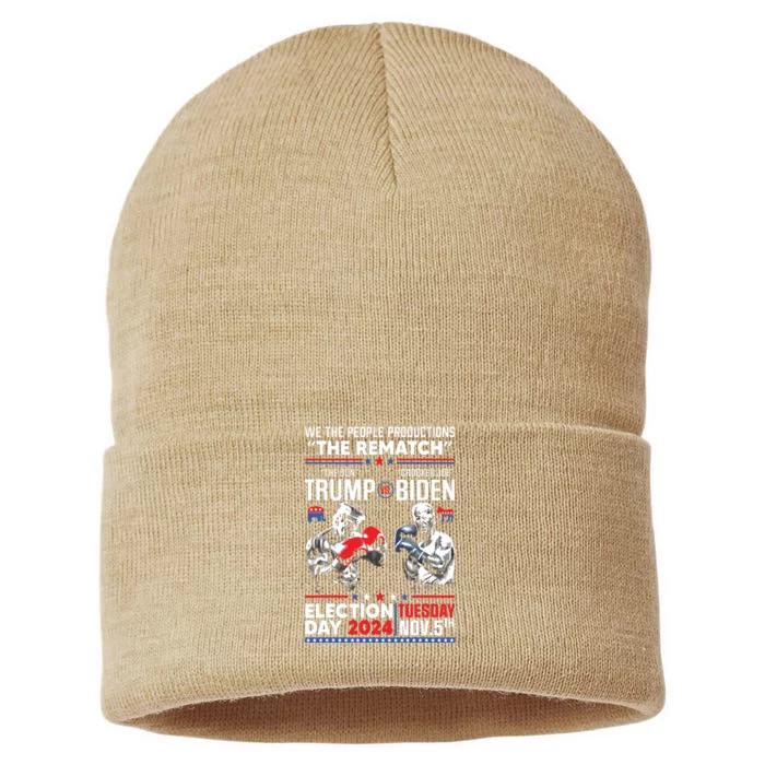 The Rematch The Don And Crooked Joe Biden Pro Trump 2024 Sustainable Knit Beanie