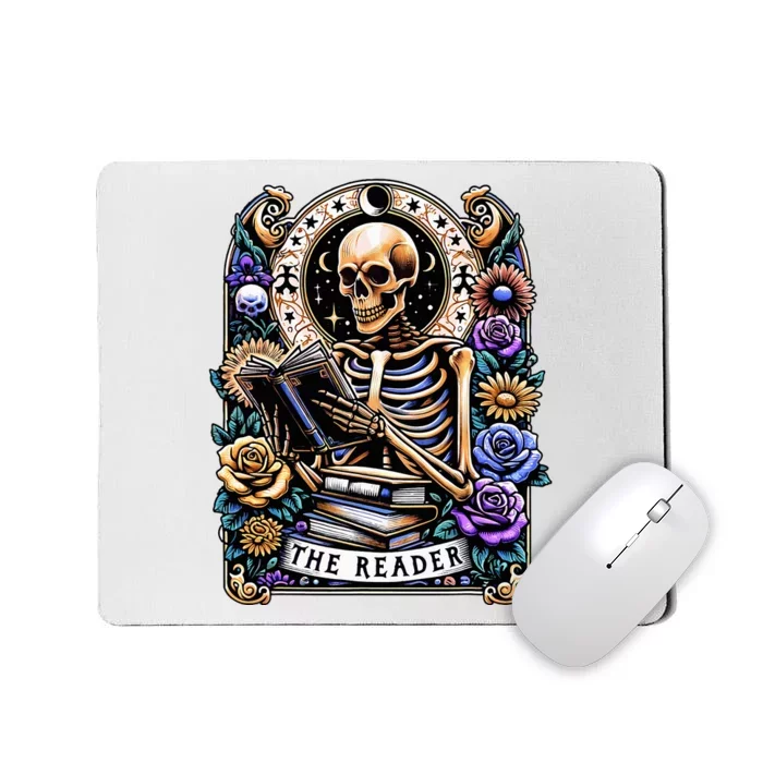 The Reader Tarot Card Halloween Reading Skeleton Mousepad