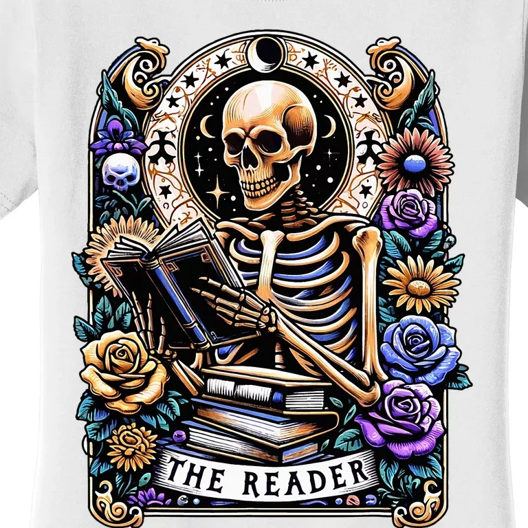 The Reader Tarot Card Halloween Reading Skeleton Women's T-Shirt