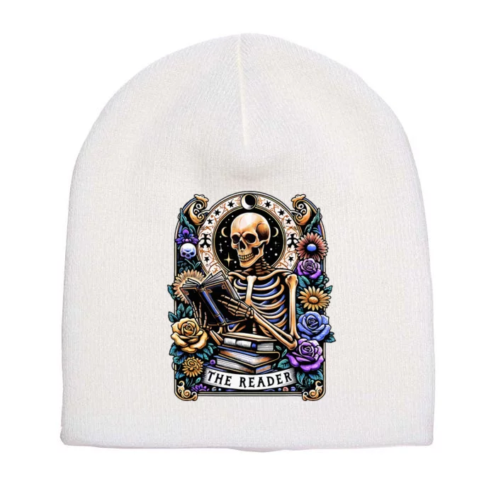 The Reader Tarot Card Halloween Reading Skeleton Short Acrylic Beanie