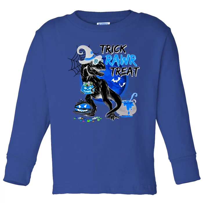 Trick Rawr Treat Scary Witch Dinosaur Pumpkin Cute Halloween Gift Toddler Long Sleeve Shirt