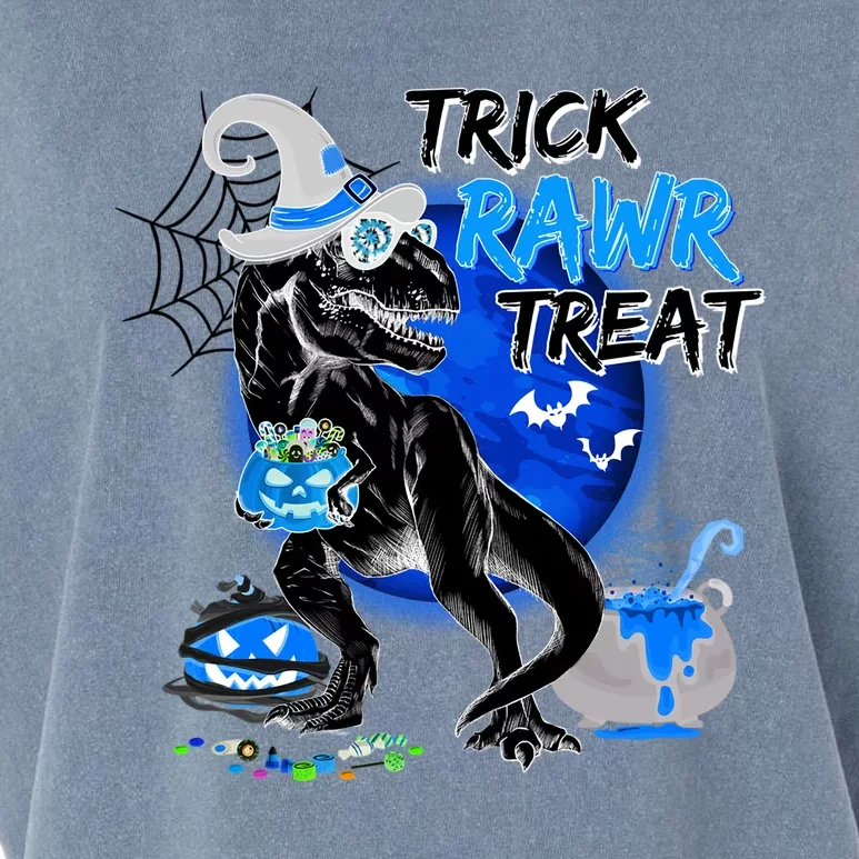 Trick Rawr Treat Scary Witch Dinosaur Pumpkin Cute Halloween Gift Garment-Dyed Women's Muscle Tee