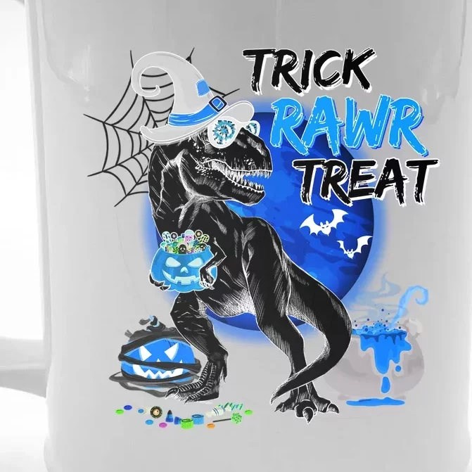 Trick Rawr Treat Scary Witch Dinosaur Pumpkin Cute Halloween Gift Front & Back Beer Stein