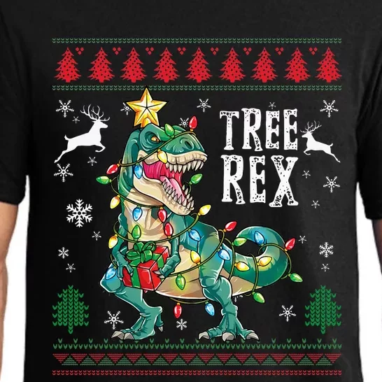 Tree Rex Trex Dinosaur Light Ugly Christmas Sweater Pajamas Pajama Set