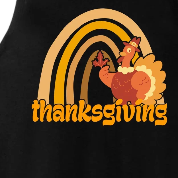 Thanksgiving Rainbow Turkey Holiday Cute Ladies Tri-Blend Wicking Tank