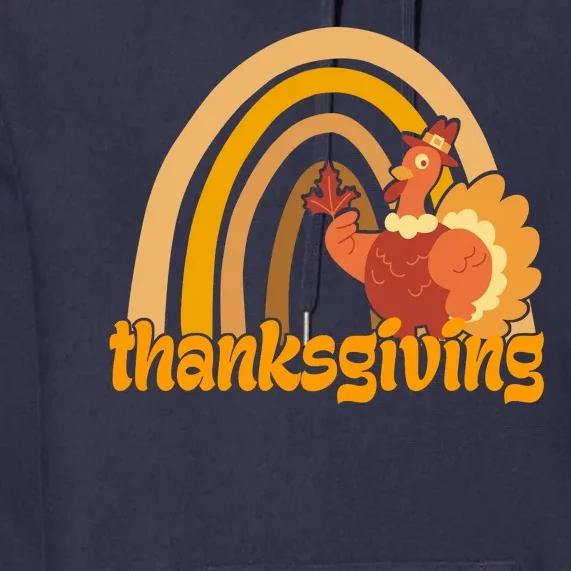 Thanksgiving Rainbow Turkey Holiday Cute Premium Hoodie