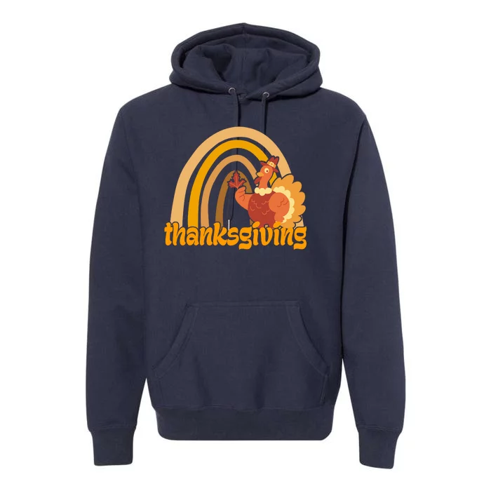 Thanksgiving Rainbow Turkey Holiday Cute Premium Hoodie