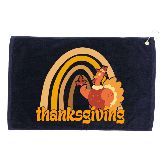 Thanksgiving Rainbow Turkey Holiday Cute Grommeted Golf Towel