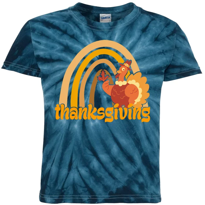 Thanksgiving Rainbow Turkey Holiday Cute Kids Tie-Dye T-Shirt