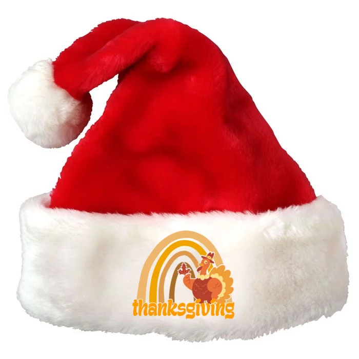 Thanksgiving Rainbow Turkey Holiday Cute Premium Christmas Santa Hat