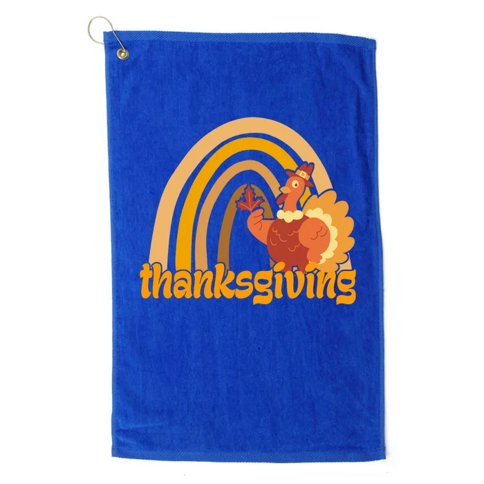 Thanksgiving Rainbow Turkey Holiday Cute Platinum Collection Golf Towel