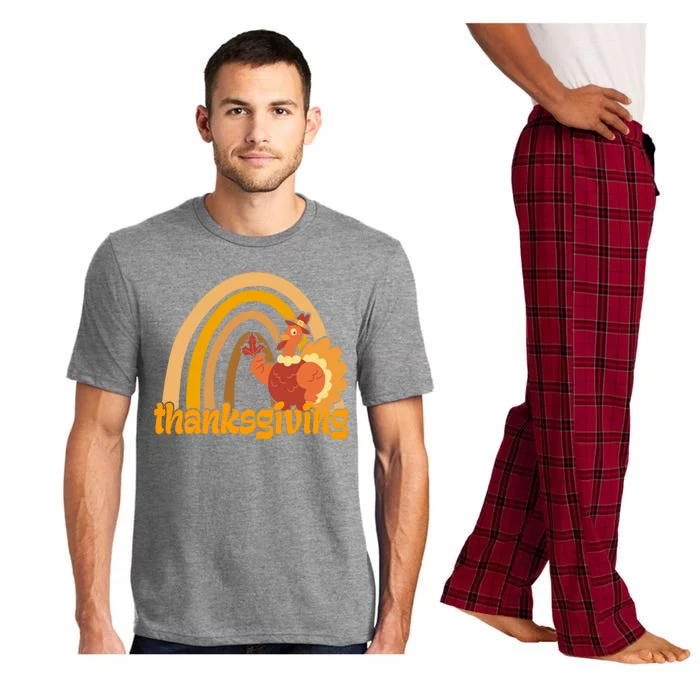 Thanksgiving Rainbow Turkey Holiday Cute Pajama Set