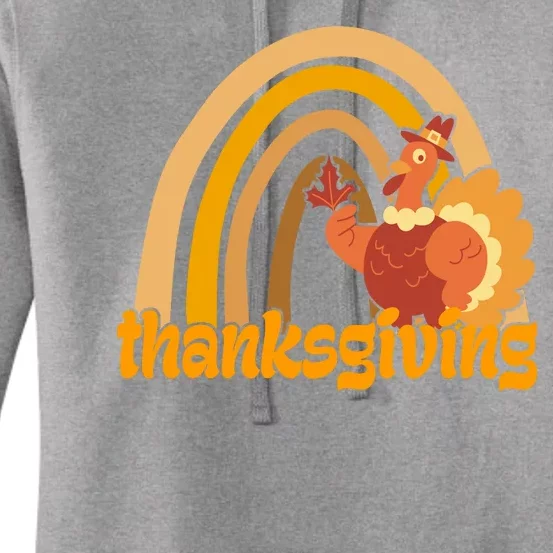 Thanksgiving Rainbow Turkey Holiday Cute Women's Pullover Hoodie