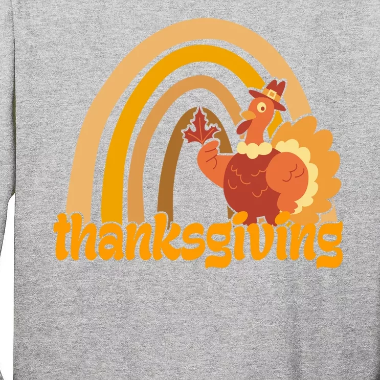 Thanksgiving Rainbow Turkey Holiday Cute Tall Long Sleeve T-Shirt