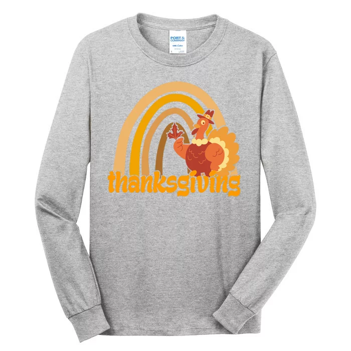 Thanksgiving Rainbow Turkey Holiday Cute Tall Long Sleeve T-Shirt