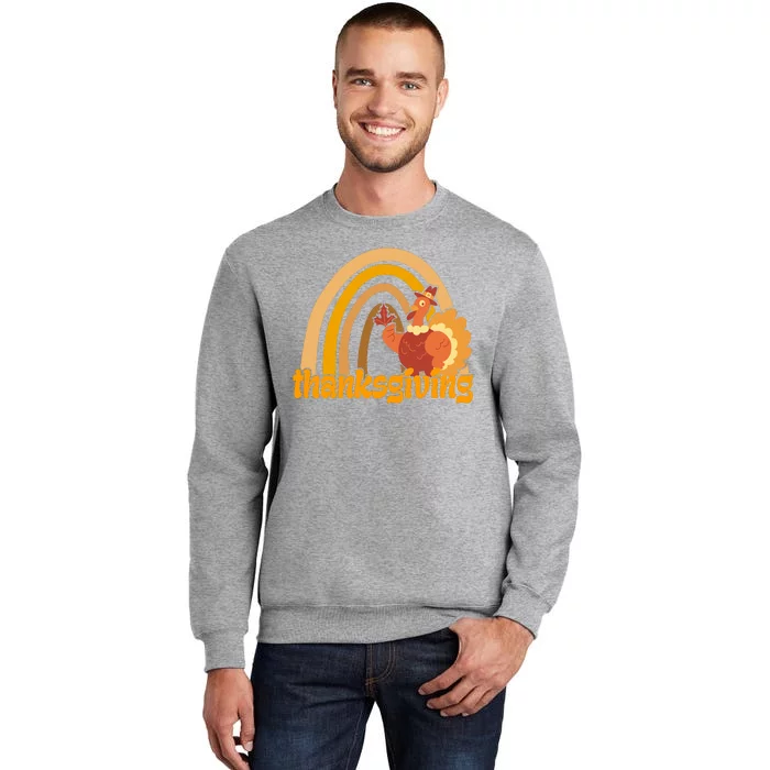 Thanksgiving Rainbow Turkey Holiday Cute Tall Sweatshirt