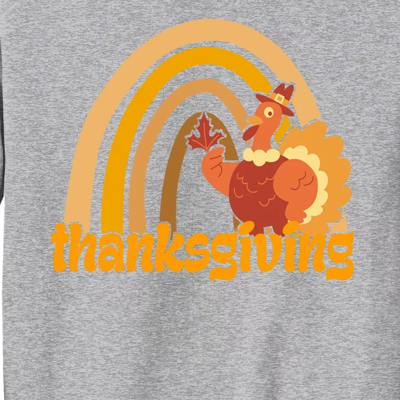 Thanksgiving Rainbow Turkey Holiday Cute Tall Sweatshirt