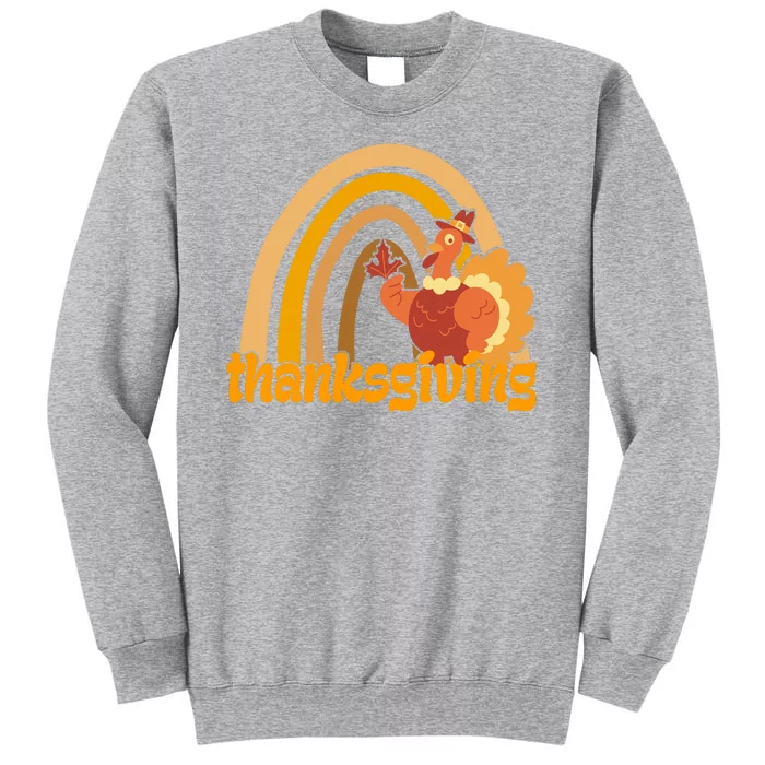 Thanksgiving Rainbow Turkey Holiday Cute Tall Sweatshirt