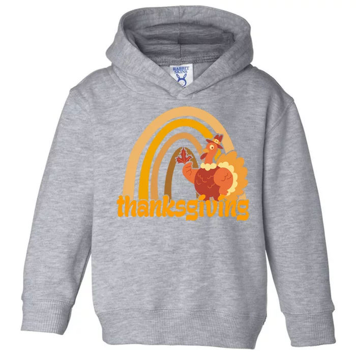 Thanksgiving Rainbow Turkey Holiday Cute Toddler Hoodie