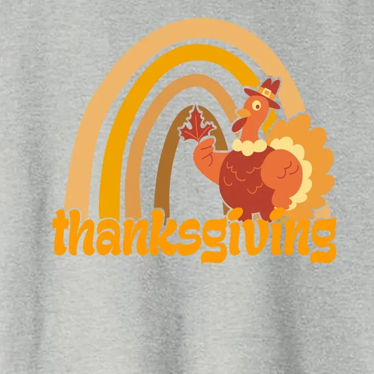 Thanksgiving Rainbow Turkey Holiday Cute Women's Crop Top Tee