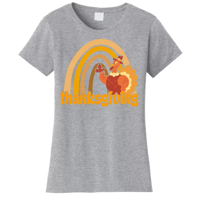 Thanksgiving Rainbow Turkey Holiday Cute Women's T-Shirt