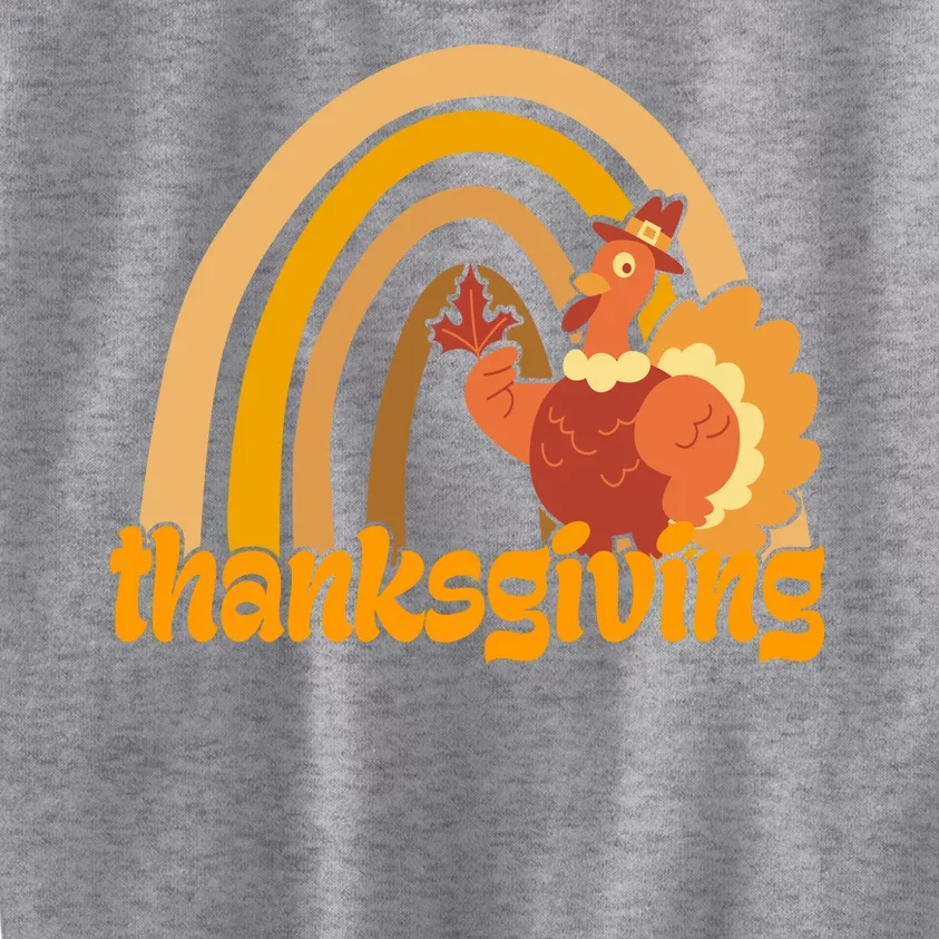 Thanksgiving Rainbow Turkey Holiday Cute Kids Sweatshirt