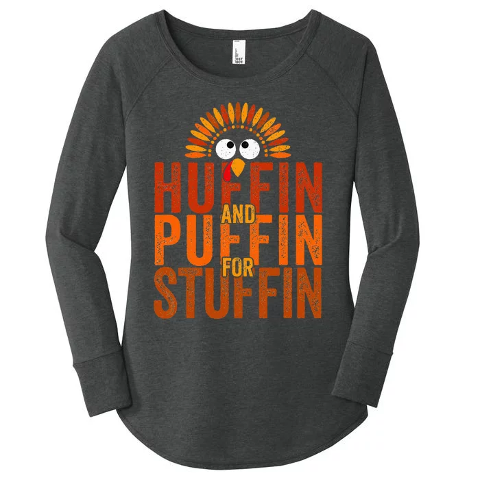 Thanksgiving Run Turkey Trot Huffin And Puffin For Stuffin Women's Perfect Tri Tunic Long Sleeve Shirt